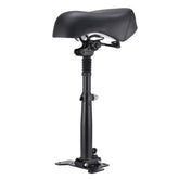 Black electric scooter seat with adjustable mechanism on a white background